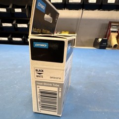 DYMO Rhino Label Cartridge 1/4 in Black/White Thermal Heat-Shrink Tube 18051.