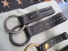 CHOICE of ONE (1) Flashlight/Baton Holder-Blk Leather Basketweave w/Brass Ring