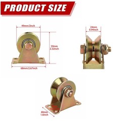 8x 2in 2″ V Groove Wheel Sliding Gate Bracket Roller Heavy Duty Caster Wheels US
