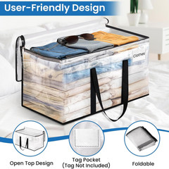 Heavy Duty Clear Moving Bags 6Pk Large Storage Totes With Handles Zipper