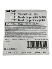 3M 5480 1/2″ W x 36 Yards Gray High Temp PTFE Skived Film Tape 2 Rolls