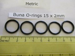 15mm ID x 19mm OD x 2mm thick O-ring. Buna-70. Quan 5.