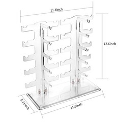 Lamoutor 2 Row Sunglasses Rack Holder Glasses Display Stand Transparent Color