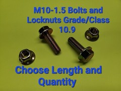 M10-1.5 x (CHOOSE LENGTH & QTY) Class 10.9 Flange Bolts & Lock Nuts Yellow Grade