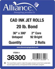 Alliance Wide Format Paper CAD Bond Rolls (20lb | 2 Rolls, 36″ x 300ft | 2″Core)