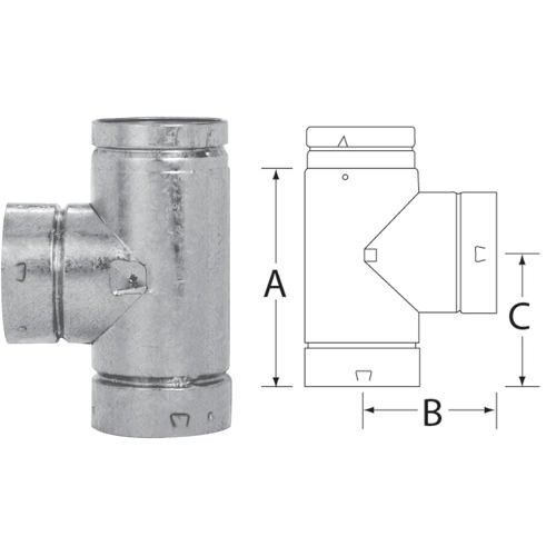 1Pc SELKIRK RV 3 In. x 6-5/8 In. x 4-1/4 In. Gas Vent Tee