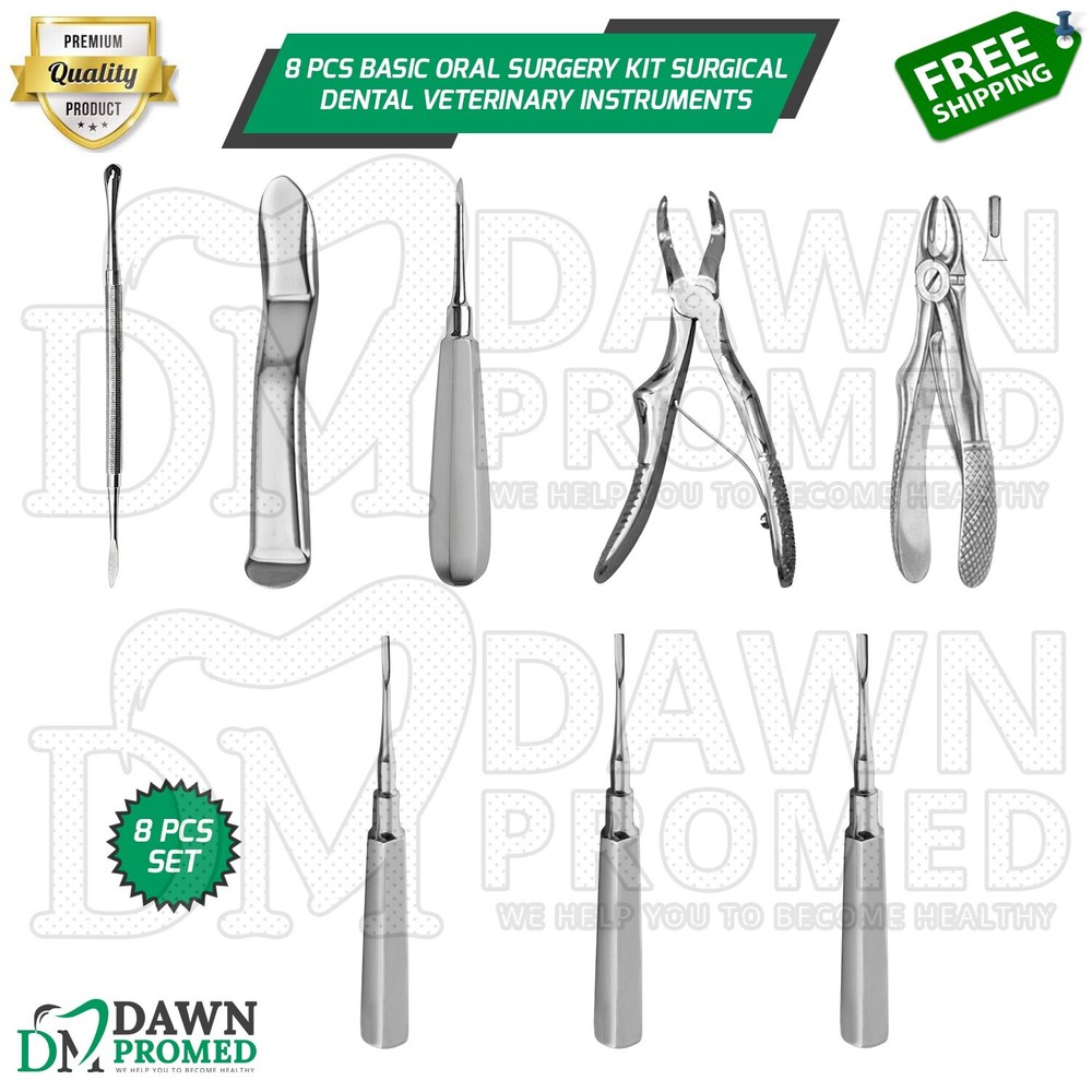 8 Pcs Basic Oral Surgery Kit Surgical Dental Veterinary Instruments German Grade