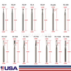 10-100Pcs Dental Carbide Burs fit for High Speed Handpiece Round Cone Bur FG 1.6