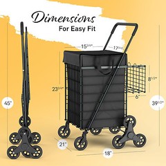 Stair Climbing Cart Foldable Shopping Cart w/ Waterproof Bag