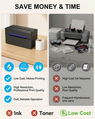 HKHKPI Thermal Shipping Label Printer, 4X6 185mm*93.5mm*92.3mm, Black