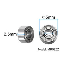 20pcs MR52ZZ Bearings 2x5x2.5mm Chrome Steel Mini Bearing Double Shielded ABEC3