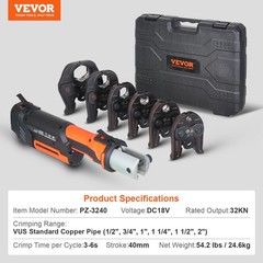1/2″-2″ Pro Press Tool Pipe Crimping Kit with 6 Jaws DC18V PZ-3240