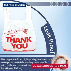 100 Pcs White Thank You Bags T Shirt Bags To Go Grocery Reusable Disposable FAST