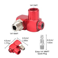 Red 360° Swivel Design Portable Air Tool Adapter 360 Degree 1/4” NPT Rivet Gun
