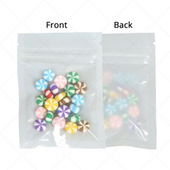 2.5×3.5in Glossy Clear Front White Inside&Back Mylar Flat Zip Lock Pouch Bag W05