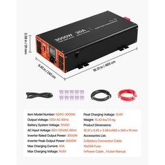 Uimoso 3000W Sump Pump Backup System with LCD Pure Sine Wave Inverter