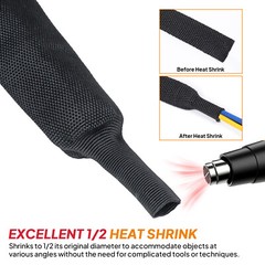 Heat Shrink Braided Sleeve Wire Loom 2:1 Abrasion Protect Wire Harness Sheath