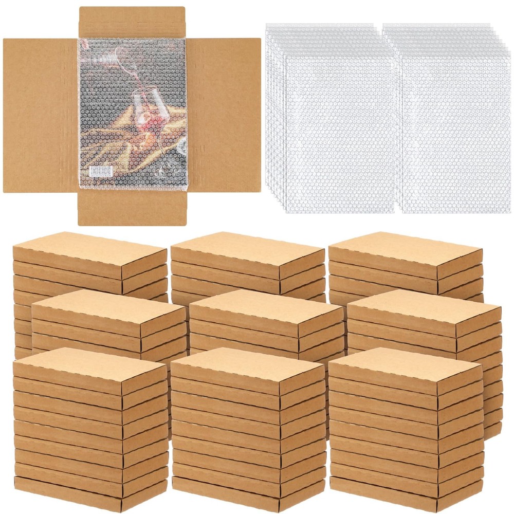 100 Pack Corrugated Comic Book Mailers 7.8 x 11 x 1.2 Inch with 100 Bubble Ba…