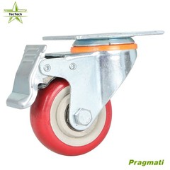2Pcs Roating With Brake + 2Pcs Fixed Wheel 3″ Heavy-duty PU Casters Total 4Pack
