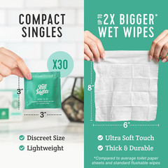 – Flushable Wipes, Individually Wrapped, Travel Friendly, Unscented with Cucumbe
