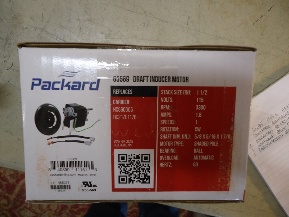 65569 Furnace Draft Inducer Blower Motor for Carrier HC15ZN012 HC21ZE115 New