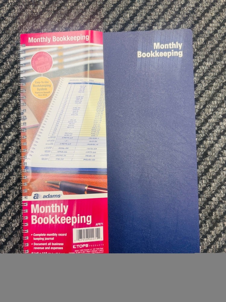 Adams Bookkeeping Record Book, Monthly Format, White (AFR71), 8.5 x 11 inches