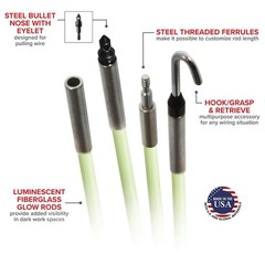 Jameson Glow Fish Rod Kit 1/4 In X 12 Ft Fiberglass Glow Rod For Running Wires
