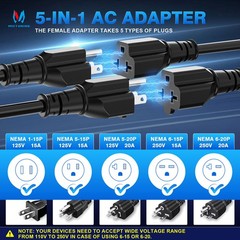 20Amp 125V AC Port Plug 12AWG RV Shore Power Inlet 20″ Extension T-Plug Adapter