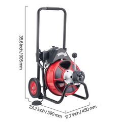 VEVOR Drain Cleaner Machine Electric Drain Auger 100FT x 1/2 In Auto Feed