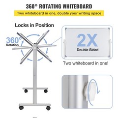 VEVOR Double Sided Magnetic Whiteboard 36″ x 24″ Mobile Dry Erase Board w/Stand