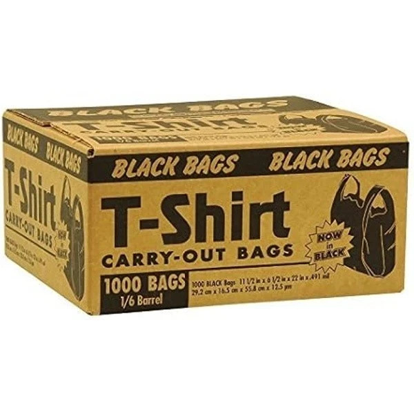 Black T-Shirt Carryout Bags (600 ct.) by Poly-America