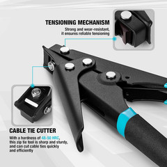 8-Inch Zip Tie Tool, Ergonomic Cable Tie Gun for Fastening and Cutting Plastic o