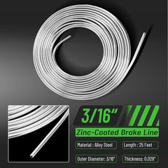 25Ft 3/16″ Zinc-Coated Brake Line Kit (Include 16 Fittings, 2 Unions and 4 Nuts)