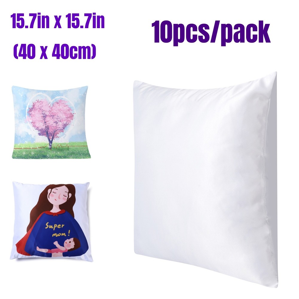 10/Pack 15.7 x 15.7in White Sublimation Pillow Case Blanks for DTF Printing USA
