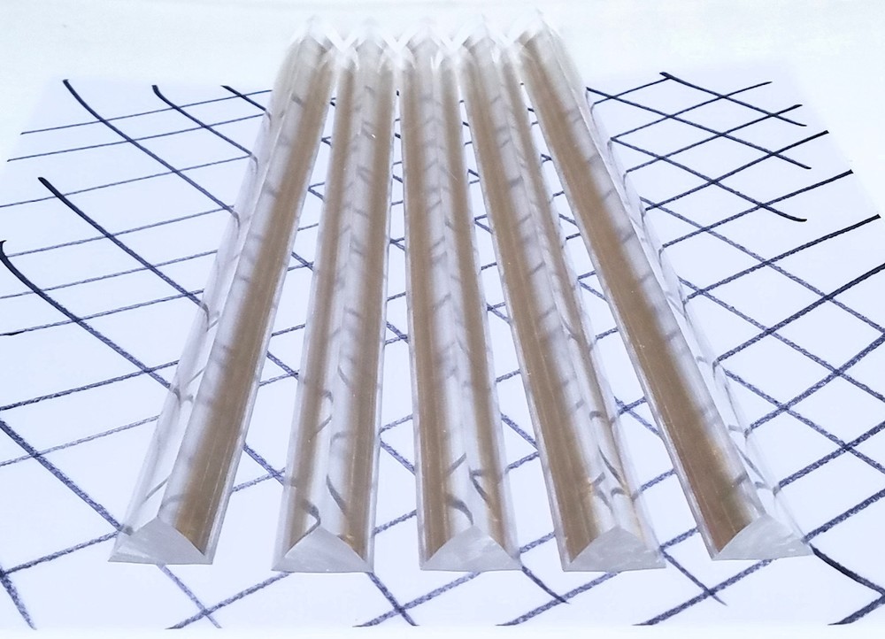 2 PIECES 1/2″ x 1/2″ x 3/4″ CLEAR ACRYLIC PLEXIGLASS TRIANGLE ROD 24” INCH LONG
