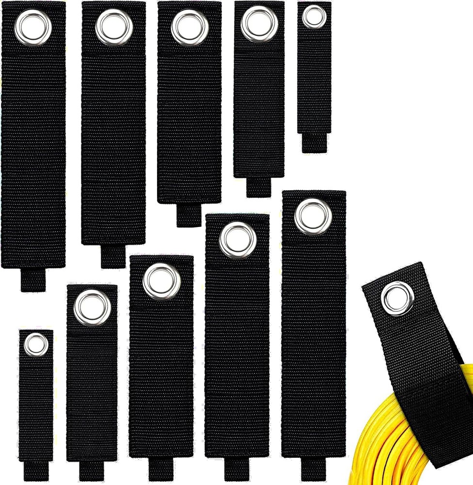 Zkptops 10Pcs Extension Cord Holder 5.5 x 2 x 0.25 inches, Black (10 Pieces)