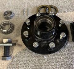 8 x 6.5 Lug 8000LB Shipping Container Wheels, Bolt-on Spindle Kit NEW