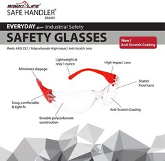 BISON LIFE Clear Lens Color Temple Safety Glasses | One Size, Adult, Youth, C…