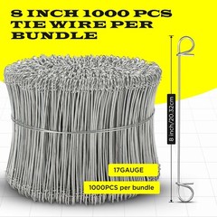 8 Inch x 1000pc STAINLESS STEEL Double Loop Rebar Wire Ties, 16 Gage, SIMBASTEEL