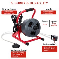50Ft x 5/16″ Drain Cleaner Machine Drain Auger Sewer Snake Plumbing with Cutters