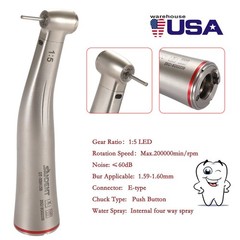 LED Dental 1:5 Fiber Optic Contra Angle Handpiece Red Ring NSK Ti-MAX X95L Style