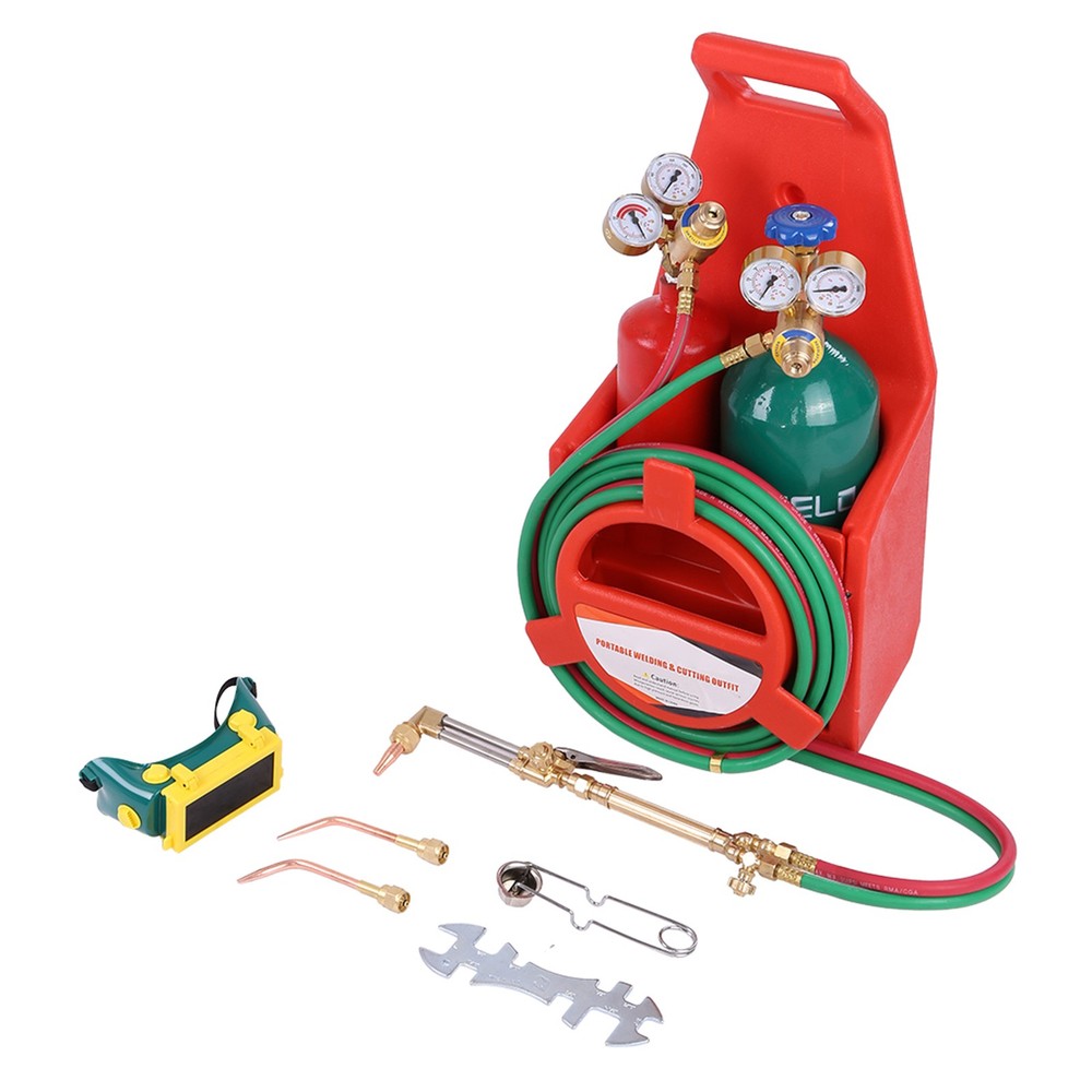 Welding Cutting Torch Kit Oxygen Acetylene Brass Torch with 4L Tanks Regulators