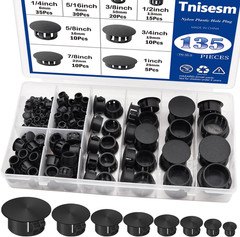 Nylon Plastic Hole Plugs Set, 135 Pcs in 8 Sizes for Furniture and Industrial Us