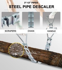 33″ Steel Pipe Descaler DS12 Zinc-Plated Steel Scale Remover Fits 3″ to12″ Pipes