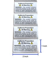 Prop 65 California Warning Labels 500 Count Roll | 1 by 2 Inch Size |