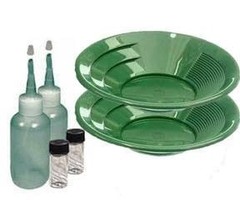 Sluice Monkey (2 Pack 10″ Green Gold pan panning kit with 3-oz Sniffer Bottles