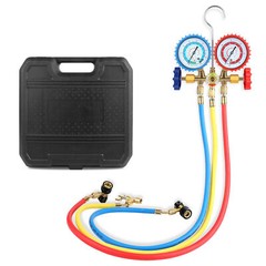 HVAC AC 3‑Way Manifold Gauge Set w/ 5ft Hoses R1234yf R404a R134a Refrigeration