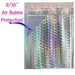 5-100 Pack Holographic Bubble Mailers, 4 sizes Metallic Glamour Padded Envelopes
