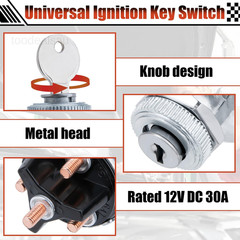 Ignition Switch with Key, Universal Ignition Key Switch, 12V 4 Position Starter