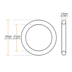 Fluorine Rubber O Rings, 44mm OD, 41mm ID, 1.5mm Width, Seal Gasket Green 5Pcs